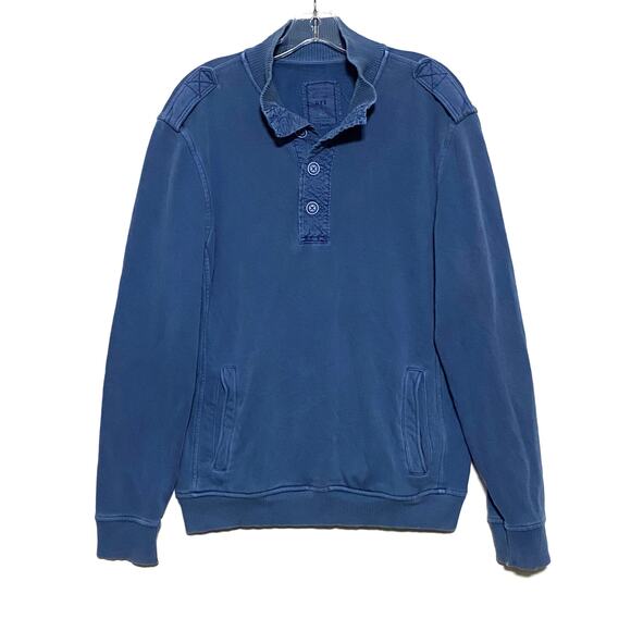 Calvin Klein Henley Sweater Mens M Blue Garment Dye Utility Gorpcore Pockets - Picture 1 of 6
